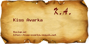 Kiss Avarka névjegykártya